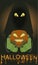 Happy halloween wallpaper. Pumpkin and witch