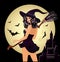 Happy Halloween. witch and moon