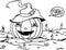 Happy Hallowen illustration, scary landscape desing, cute creepy pumpkin
