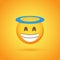 Happy with halo emoticon smile icon with shadow for social network design