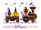 Happy Haloween party train cute vector poster