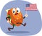 Happy Hamburger Waving a USA Flag Vector Mascot Character