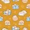 Happy hamster books and fruits cute golden seamless pattern