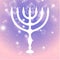 Happy Hanukkah background. Candlestick - Hanukkah. Candle on a black background with light effects. Vector illustration, contains