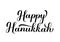 Happy Hanukkah calligraphy hand lettering isolated on white. Jewish holiday Festival of Lights. Easy to edit vector template for