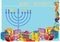 Happy Hanukkah colorful holiday illustration with menorah and ho