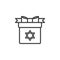 Happy Hanukkah gift box line icon