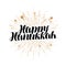 Happy Hanukkah greeting card or banner. Jewish holiday, handwritten lettering vector