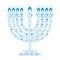 Happy Hanukkah Menorah Hebrew Blue color lettering greeting card traditional Chanukah symbols