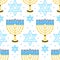 Happy Hanukkah pattern with menorah, traditional candles seamless.