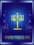Happy Hanukkah shiny blue greeting with hanukkiah candles