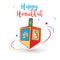 Happy Hanukkah spinning top dreidel greeting card Jewish Holiday Chanukah Decoration sign template