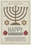 Happy Hanukkah, vector gold menorah
