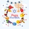 Happy Hanukkah vector greeting card with David`s star and menorah in modern style