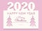 Happy, happy, happy new year - Adorable greeting card template on the pink background