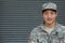 Happy healthy ethnic army male soldier - Stock image