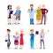 Happy healthy Senior people and doctors having medical check up in nursing home vector flat illustration. Old people and