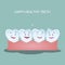 Happy healthy teeth. Illustration for children dentistry and orthodontics. Image of happy teeth with gums.