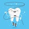 Happy healthy tooth with flossing