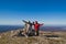 Happy hikers on mount summit