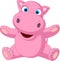 Happy hippo cartoon for you design