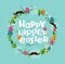 Happy Hipster Easter colorful wreath