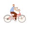 Happy hipster man ride a city bike, Smiling happy young man on a bicycle, vector illustration, doing summer city sport