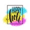 Happy Holi festival of colors greeting background with colorful Holi powder paint clouds and sample text. Vector