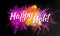 Happy Holi greeting card of paint powder explosion on black background