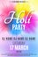 Happy Holi party flyer. Indian Festival of Colors. Spray multicolored paint. Invitation poster. DJ and club name. Paint blast.