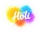 Happy Holi vector sign on colorful paint powder background