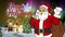Happy Holidays Animated Card with Santa Waving Close Up at North Pole at Night