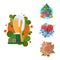 Happy holidays different icons holidays symbols decoration traditional celebration gift badge.