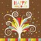 Happy holidays. Greeting card with colored tree
