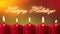 Happy holidays greeting written in sparklers appear over five burning xmas candles background