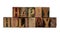 \'Happy Holidays\' in letterpress wood letters