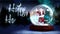 Happy holidays message with waving santa in snow globe