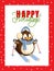 Happy Holidays Postcard Frame, Penguin in Earmuffs