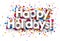 Happy holidays sign with colorful confetti.