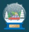 Happy Holidays Snow Globe with Car and Xmas Tree