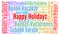 Happy holidays word cloud in different languages