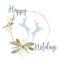 Happy Holidays wreath with dancing deer