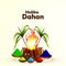 Happy holika dehan creative realistic bonefire and color bowl