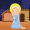 Happy holy mary praying cartoon