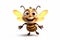 Happy Honey Bee Cartoon: Transparent Isolated Character, AI