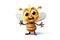 Happy Honey Bee Cartoon: Transparent Isolated Character, AI