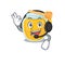 Happy honey mascot design style wearing headphone