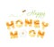 Happy honeymoon letters. Pattern with honeycomb is full under clipping mask.