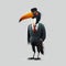 Happy Hornbill Businessman. Generative AI