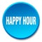 Happy hour blue round flat push button